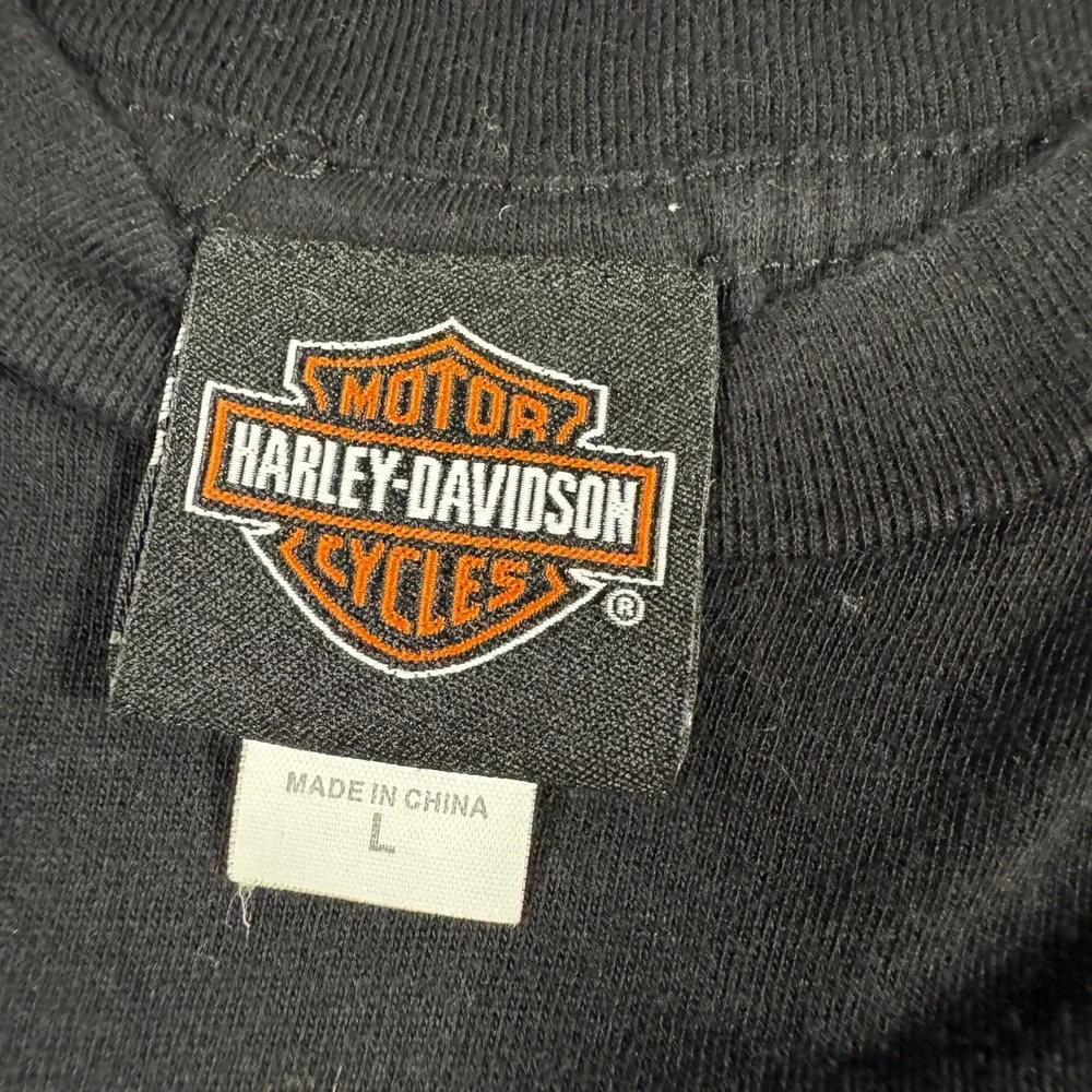 Harley Davidson Women Graphic T Shirt Large Black Wild West Lubbock TX Purple
